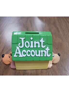 Vintage "Joint Account" Ceramic Coin Bank Doghouse Collectible